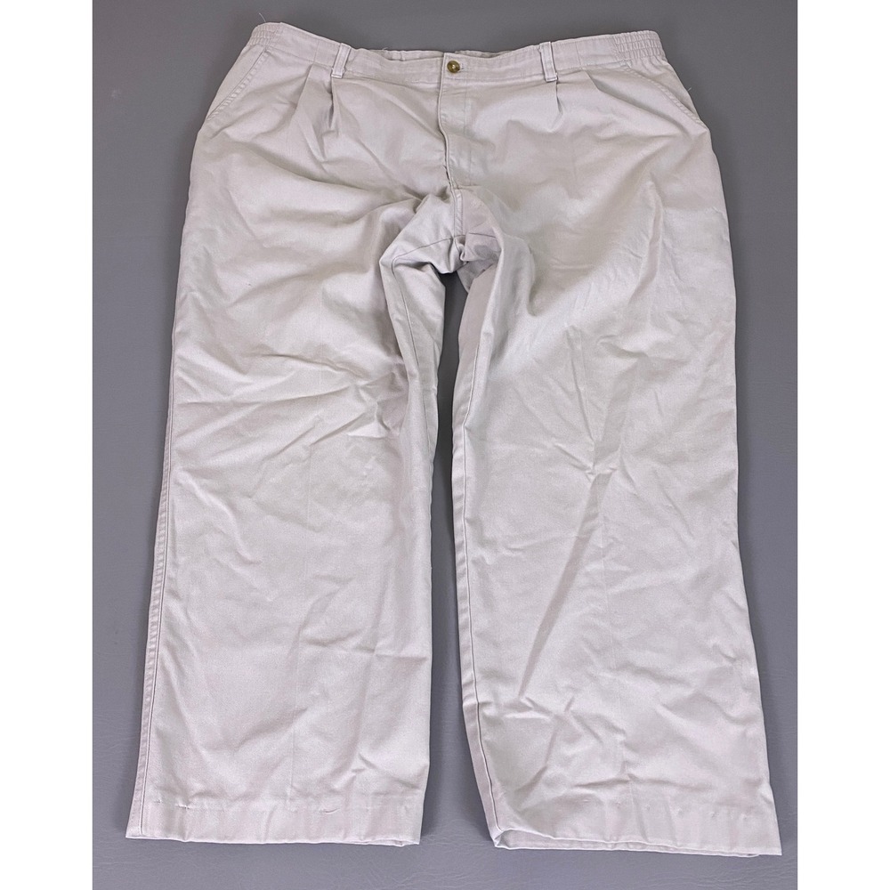 Towncraft Pants Size 42x27 Men's Beige Relaxed‎ Fit Chino Elastic Waist Khaki *